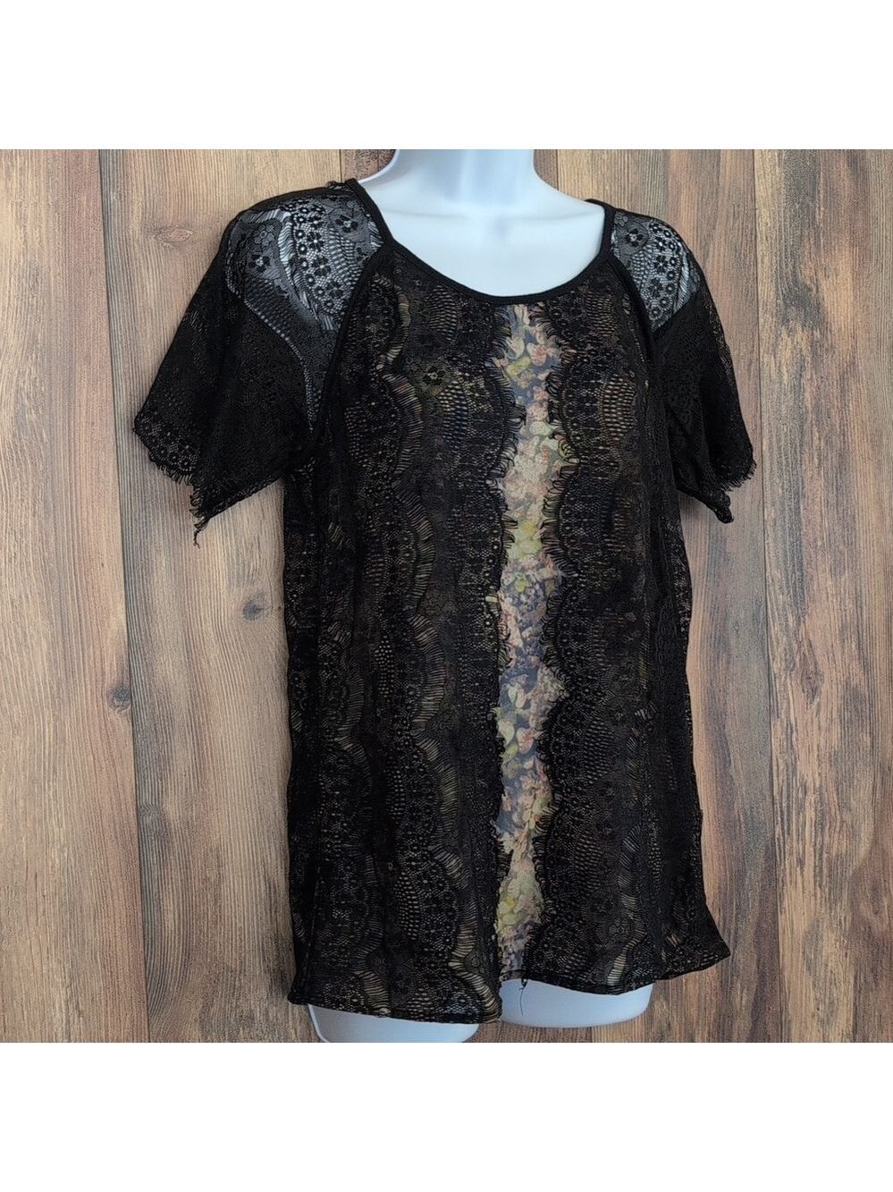 BKE Boutique Black Lace Blouse S